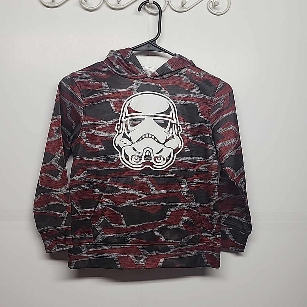 Star Wars sz 6/7 kids red/black/gray hooded long sleeve light sweatshirt